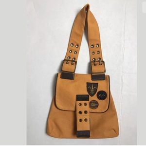 THOMAS BURBERRY CLOTH -BADGE x Leather PURSE BAG